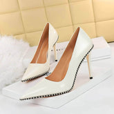 Glossy Finish Metallic Balls Detailed Stilettos EU 33 / White / 8CM